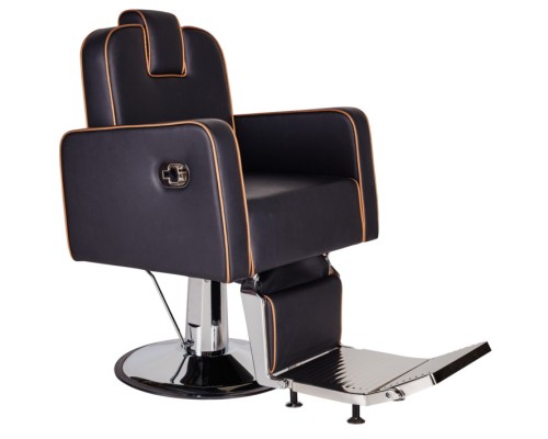 Scaun frizerie HOLLAND cu bază cromată, pompă hidraulică și tapițerie piele ecologică – mobilier barber premium