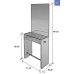post-lucru-coafor-glass-mobiliersalon.jpg Post de lucru coafor GLASS de perete, cu oglindă LED, poliță din sticlă, corp MDF și suport metalic pentru picioare | mobiliersalon.ro