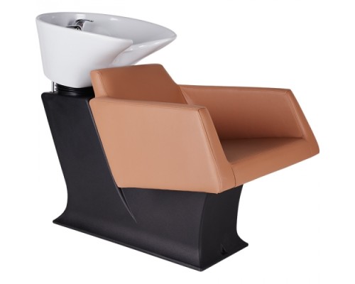 Mobilier Coafor - Unitate de spalat ROTO Unitate de spălat ROTO cu bază neagră, vas ceramic și scaun din piele ecologică - mobiliersalon.ro