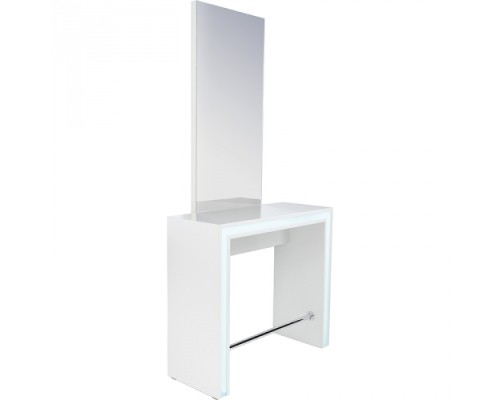 Post de lucru coafor SHOW de perete, MDF lucios sau mat, oglindă LED, suport picioare, 2 prize | mobiliersalon.ro