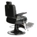 Scaun frizerie DARK cu spătar rabatabil, tetieră detașabilă și pompa hidraulică – mobilier barber profesional negru
