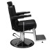 Scaun frizerie DUKE cu spătar rabatabil, tetieră detașabilă și pompă hidraulică – mobilier barber profesional negru