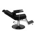 Scaun frizerie DUKE cu spătar rabatabil, tetieră detașabilă și pompă hidraulică – mobilier barber profesional negru