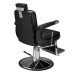 Scaun frizerie DUKE cu spătar rabatabil, tetieră detașabilă și pompă hidraulică – mobilier barber profesional negru