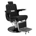 Scaun frizerie DUKE cu spătar rabatabil, tetieră detașabilă și pompă hidraulică – mobilier barber profesional negru